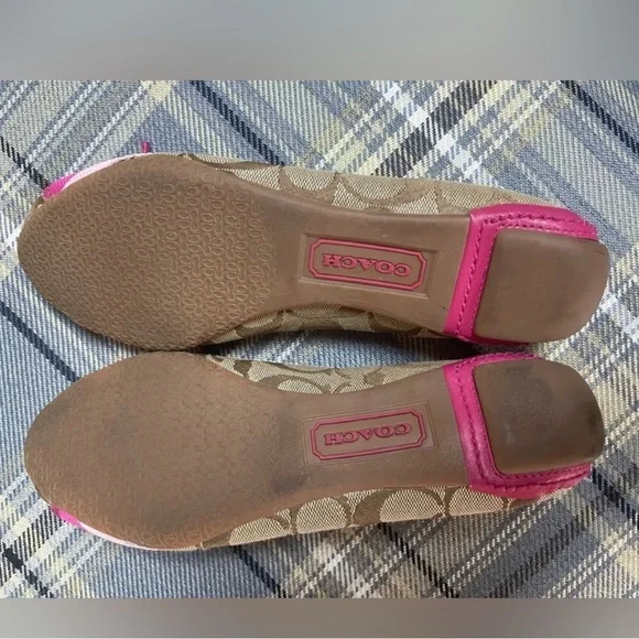 Coach Women's Pink and Brown Flats - Picture 5 of 5